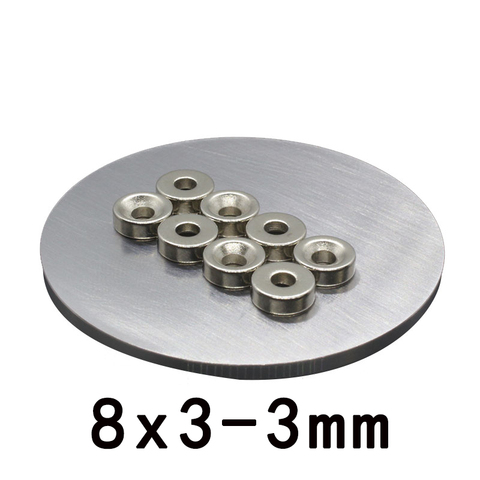 30/50/100 pcs  Stong Permanent NdFeB Strong Magnets 8x3 mm Hole 3 mm Round Countersunk Neodymium Magnetic Magnet 8*3-3mm ► Photo 1/4