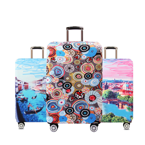 Thicker Stretch Fabric Illustrations Suitcase Cover Protector Dust Luggage Protective Covers Travel Accessories,18 To 32 Inches ► Photo 1/1