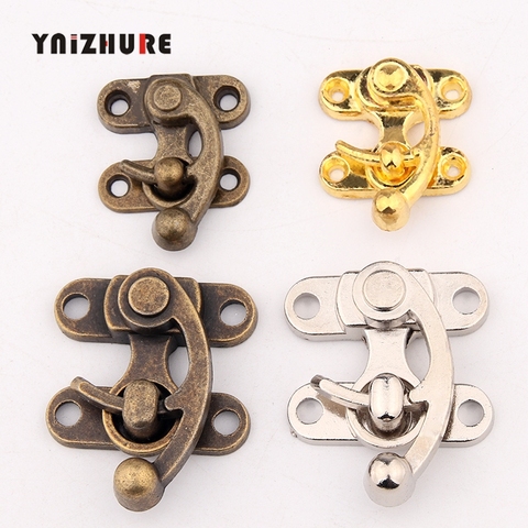 1PCS  Metal Vintage Hardware Hasps Decorative Jewelry Gift Wine Wooden Box Hasp Antique Suitcase Latch Hook With Screws ► Photo 1/6