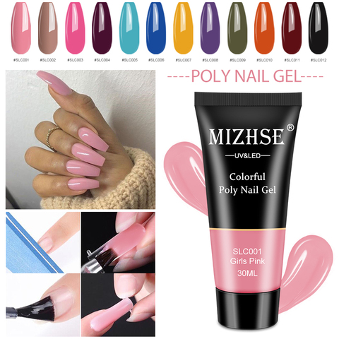 MIZHSE Nail Extension Poly Nail Gel Art Kits UV Gel 12 Colors UV Builder Gel Nail Polish Brush Fast Builder Gel Top Base Coat ► Photo 1/6