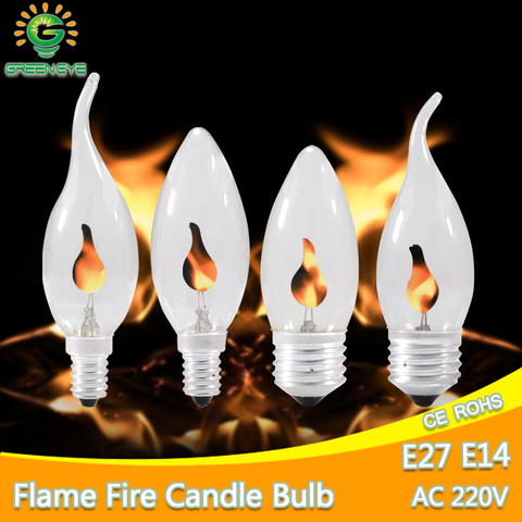 led bulb E14 E27 Edison Flicker Flame Led Candle Light Fire Lighting Vintage 3W AC220V 240V Tail Retro Decor Energy Saving Lamp ► Photo 1/6