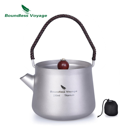 Boundless Voyage Mini Titanium Kettle Cup Set with Filter Anti-scalding Handle Lid Camping Coffee Tea Water Maker 230ml Ti15101B ► Photo 1/5
