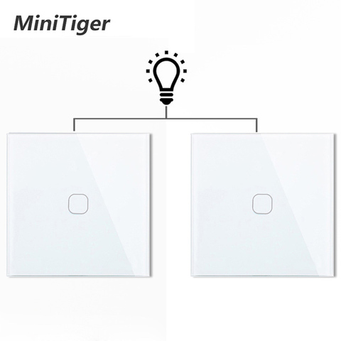 Minitiger EU 1 Gang 2 Way Wall Light Controller Smart Home Automation Touch Switch Switch Waterproof and Fireproof 2pcs/pack ► Photo 1/5