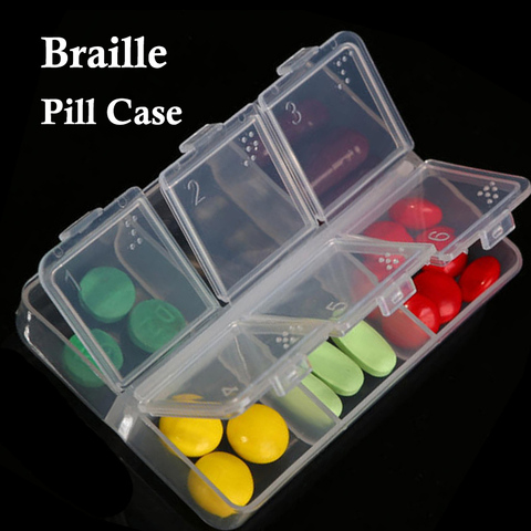 Braille Pill Cases For Blind Tablets Storage Box 6 Cell Drugs Container Pills organizer stash Medicine Box Pharmacy Pillbox ► Photo 1/6