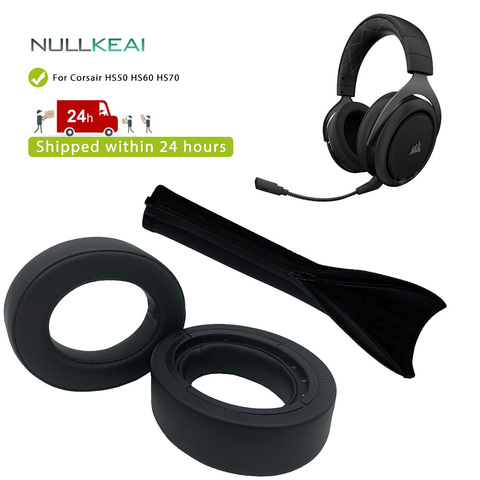 NULLKEAI Replacement Thicken Earpads For CORSAIR HS70 HS60 HS50 Headset With Plastic Buckle Memory Sponge Cushion ► Photo 1/6