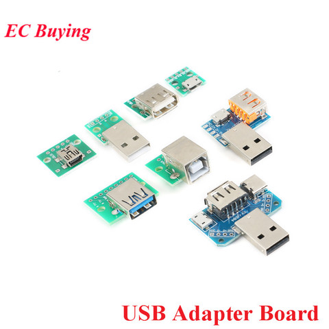 1pc Mini Micro Female Male USB to DIP Adapter Board Connector Converter 4P 5P 2.54mm 3 4USB Adapter Plate PCB Board For Arduino ► Photo 1/6