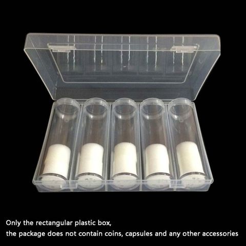 Rectangular Clear Plastic Storage Box Collection Case Protector for 100pcs 27mm/30mm Coin Capsules Holder or 5pcs 27mm Coin Tube ► Photo 1/6