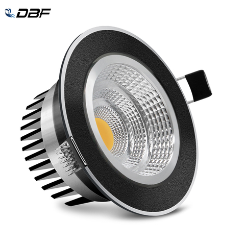 [DBF]Round Black Housing Embedded Downlight Dimmable 5W 7W 9W 12W Ceiling Recessed Spot Lights with AC 110V 220V LED Transformer ► Photo 1/6