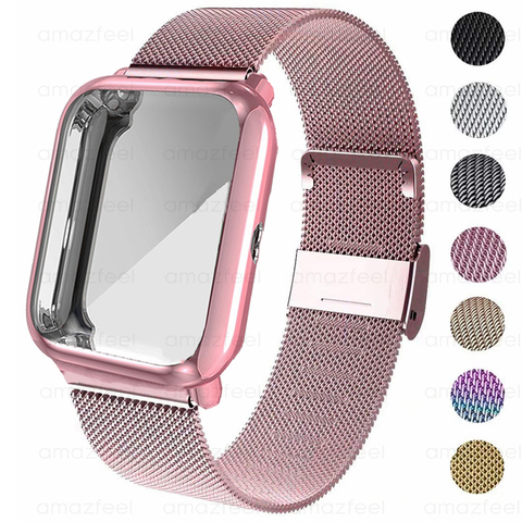 Wrist Strap For Amazfit Bip Case Strap Metal Bracelet For Huami Amazfit Bip Lite S Wrist Strap Band Screen Protector Case Belt ► Photo 1/6