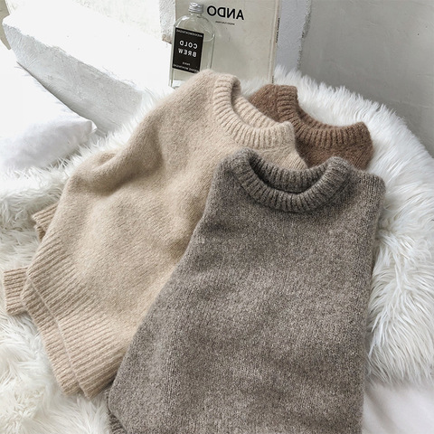 Autumn sweaters 2022 Winter O Neck Thick Knit Sweater Pullover Loose Lazy Sweater All-match Korean Women's Coat Sweater jumper ► Photo 1/6