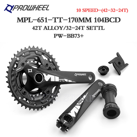 PROWHEEL Mountain Bike Sprockets 6/7/8/9/10/11 Speed 170mm Crank 22/24/26/28/30/32/36/38/40/42T Chainrings MTB Bicycle Crank set ► Photo 1/6