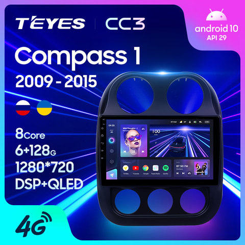 TEYES CC3 For Jeep Compass 1 MK 2009 - 2015 Car Radio Multimedia Video Player Navigation stereo GPS Android 10 no 2din 2 din DVD ► Photo 1/6