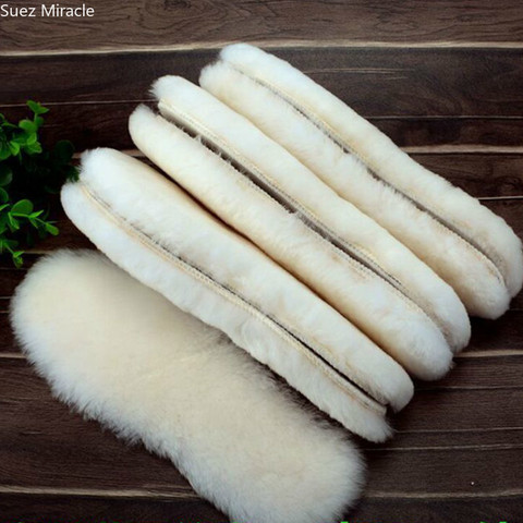 Adult Children Winter Shoes Warm Oversize Natural Sheepskin Insoles Cashmere Thermal Shearling Snow Boots Shoe Pad Real Fur Wool ► Photo 1/6