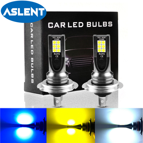 ASLENT 2PCS H11 H8 LED Car Fog Light Bulbs H9 HB3 9005 9006 H7 H4 10W 2000Lm 6000K White 3000K Yellow 8000K Blue Auto Fog lamp ► Photo 1/6