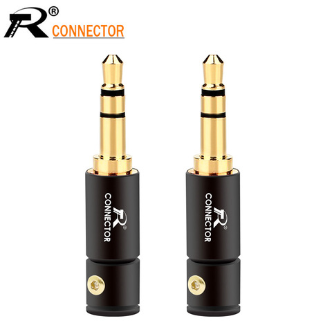 10pcs Jack 3.5mm Audio Plug 3 Pole Gold-plated Earphone Connector with Aluminum tube&Screw locks welding free  packing ► Photo 1/6
