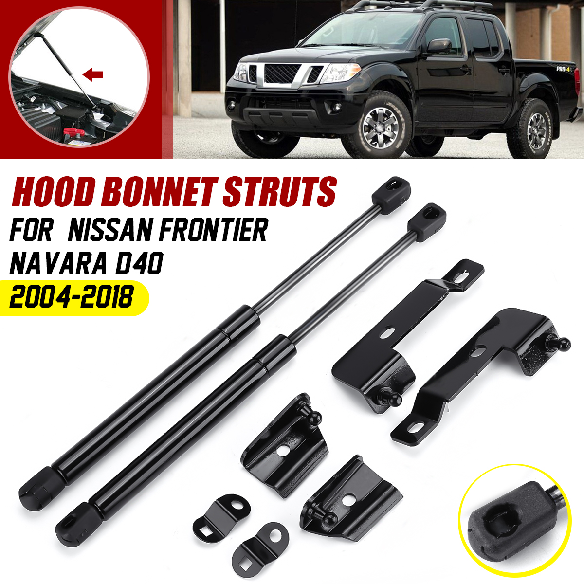 2X Front Engine Cover Bonnet Hood Shock Lift Struts Bar Support Arm Gas Hydraulic For Nissan Frontier Navara D40 2004-2022 ► Photo 1/6