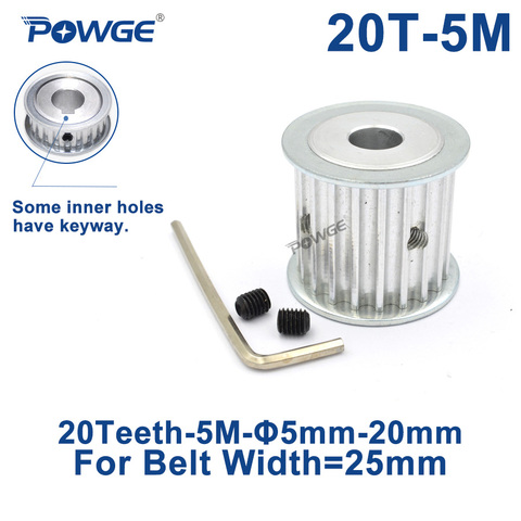 POWGE Arc HTD 5M 20 Teeth Synchronous Timing Pulley Bore 6/8/10/12/12.7/14/15/16/18mm for Width 25mm HTD5M Belt 20Teeth 20T ► Photo 1/6