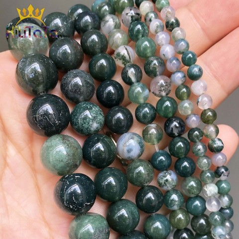 Natural Stone Beads Moss Agates Round Loose Spacer Beads For Jewelry Making DIY Bracelet Accessories 15'' Strands 4/6/8/10/12mm ► Photo 1/6
