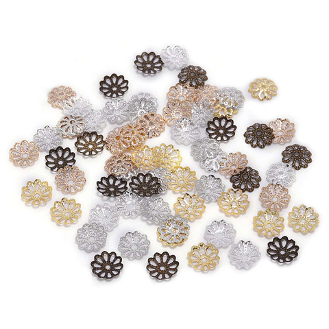 200pcs 7 9mm  Gold Flower Petal Beads Caps Bulk End Spacer Charms Bead Caps For Jewelry Making Accessories DIY Supplies ► Photo 1/6
