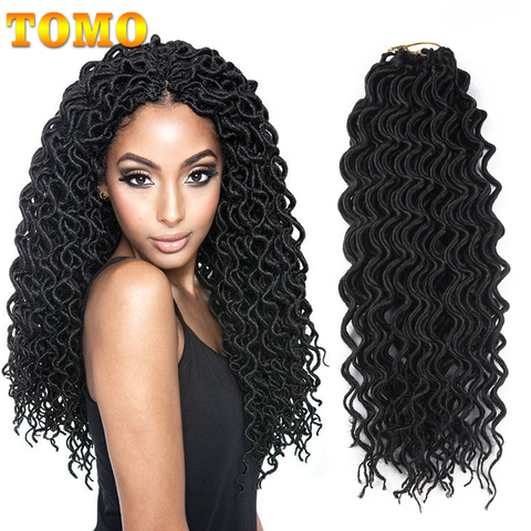 TOMO 24 Roots Curly Faux Locs Crochet Hair 18Inch Synthetic Ombre Braiding Hair Extensions For Women Crochet Braids Black Red ► Photo 1/6