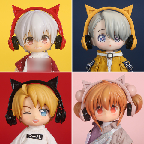 OB11 cute cat ear headphones for GSC, obitsu11, molly, 1/8 1/12bjd BJD baby clothes hat doll accessories Doll headwear ► Photo 1/6