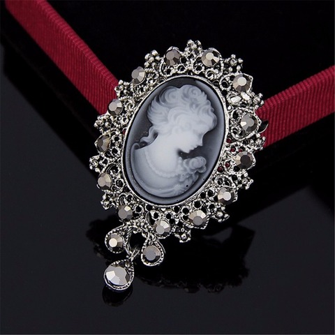 Crystal Rhinestone Lady Vintage Cameo Victorian Style Wedding Party Women Pendant Brooch Pin ► Photo 1/4