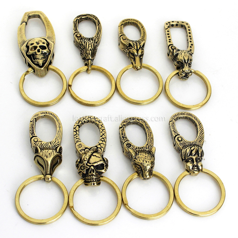 1pcs Solid Brass Belt O-ring Hook Devil Skull Dragon Hook Key Fob Clip Keychain Key Ring Wallet Chain Hook Leather Craft Decor ► Photo 1/6