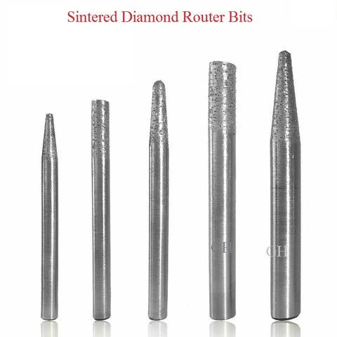 Shank 6mm 8mm stone Sintered Diamond Router Bits Ball Nose Flat Bottom CNC engraving cutter Carving Tools For Granite Marble ► Photo 1/6