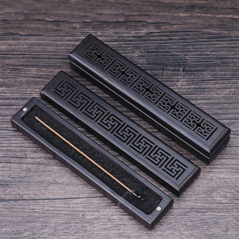 Ebony Wood Incense Burner Carving Hollow Stick Incense Holder Retro Lying Box Aroma Censer with Fireproof Cotton Pad Home Decor ► Photo 1/6