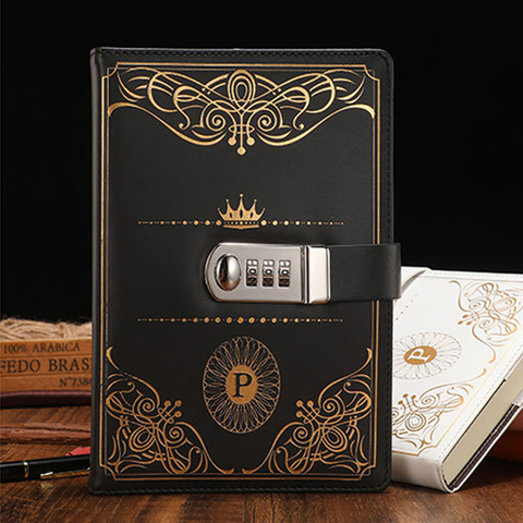 Password Notebook A5 Retro with Lock Notebooks PU Leather Lock Diary Traveler Notepad Journal Planner School Stationery Gifts ► Photo 1/6