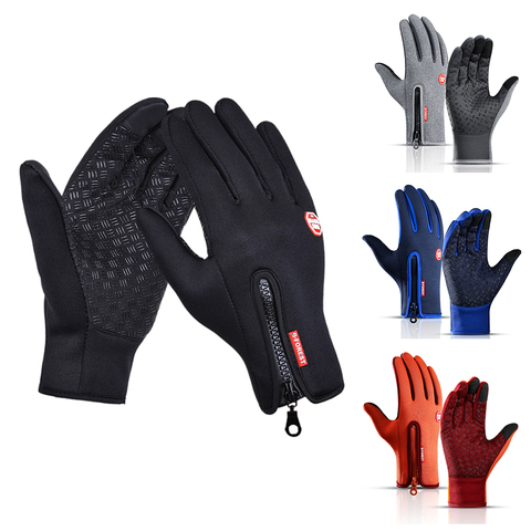 Black Winter Warm Men Gloves Waterproof Women Touch Screen Sports Fishing Ski Army Outdoor Cycling Windproof Non-Slip Gloves ► Photo 1/6