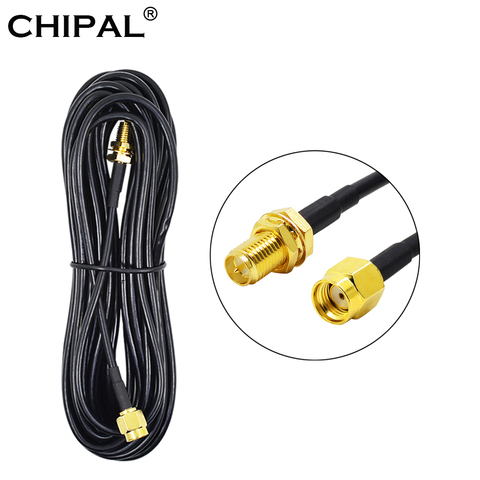 CHIPAL 5M 6M 8M 9M RG174 Antenna RP-SMA Male to Female Interface Copper WiFi Extension Cable for Wi-Fi Router Wlan Coaxial Wire ► Photo 1/6