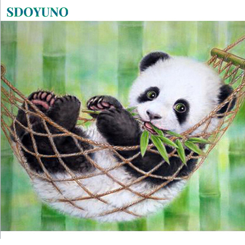 SDOYUNO Paint By Numbers Panda Mother and Child Room Decoration Wall Art DIY Gift Canvas Painting Frame Painting By Numbers ► Photo 1/6