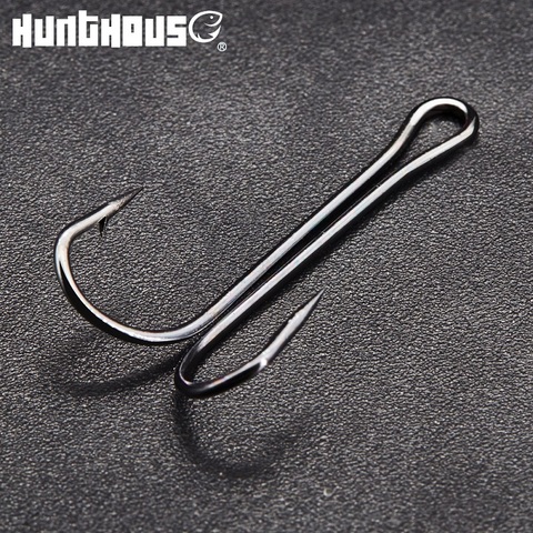 Hunthouse 2022 new fishing hooks Double Hook long high carbon steel fishing tackle different sizes equiped with soft lure ► Photo 1/6