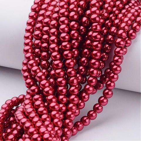 pandahall 4 6 8 10 12 14mm Dyed Round Glass Pearl Beads Strands Pearlized for Jewelry Making DIY 20Strands/lot 27Colors hole 1mm ► Photo 1/6