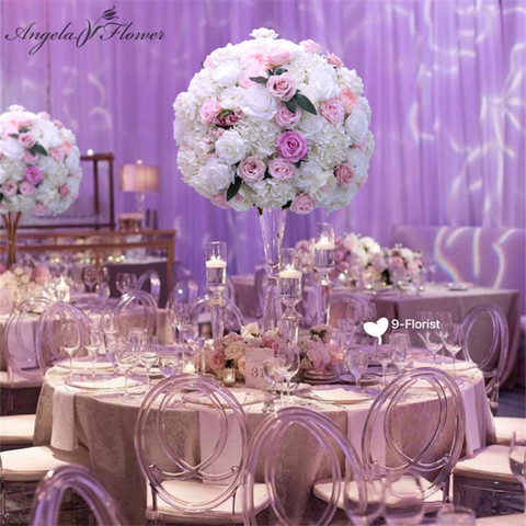 60CM 3/4 Large Artificial Flower Ball Silk Table Flower Centerpiece For Party Event Wedding Decor Road Lead Table Flower Bouquet ► Photo 1/6
