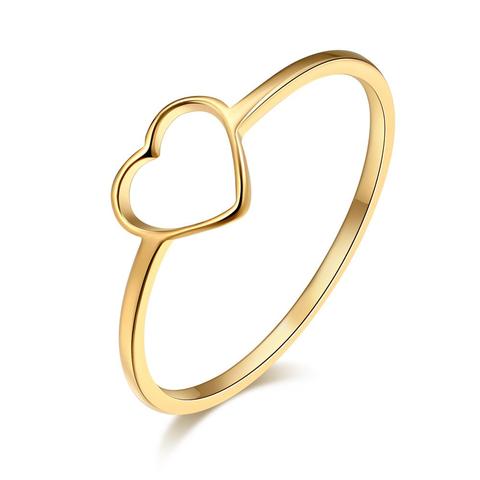 CACANA Stainless Steel Luckyoverflow Best Friend New Fashion Gold Color Heart Shaped Wedding Rings for Woman Jewelry Gift R411 ► Photo 1/5
