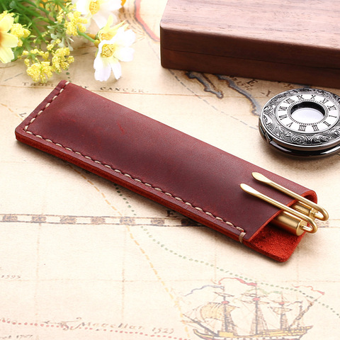 Handmade Genuine Leather Pen Bag, Rustic  Holder Case, Vintage Retro Style Accessories For Leather Notebook ► Photo 1/6