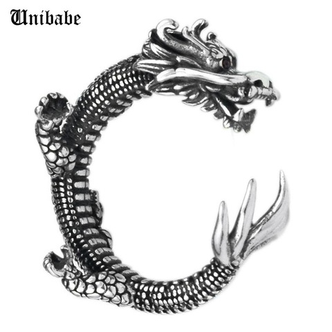 Pure Silver Sterling 925 Silver Retro Dragon Opening Adjustable S925 Ring (HY) ► Photo 1/5