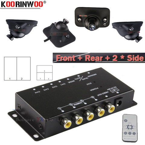 Koorinwoo 360 CCD IR Split 4 Cameras Video Waterproof Sensors Blind Sport Switch Box For Left Right Front Rear view Camera Safe ► Photo 1/6