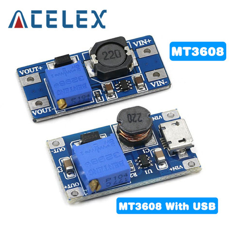 1PCS MT3608 DC-DC Adjustable Boost Module 2A Boost Plate Step Up Module with MICRO USB 2V-24V to 5V 9V 12V 28V ► Photo 1/6