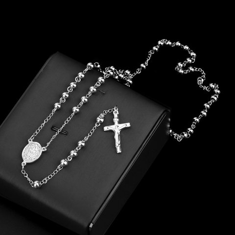 2022 Christian Jesus Single Titanium Cross Necklace Stainless Steel Gold Silver color Prayer Choker Cross Pendants Men Jewelry ► Photo 1/5