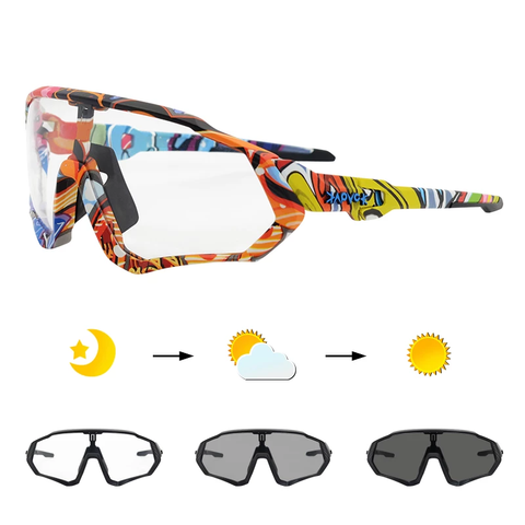 2022 Photochromic cycling glasses gafas ciclismo  fishing sport sunglasses MTB bike glasses fietsbril goggles bicycle eyewear ► Photo 1/6