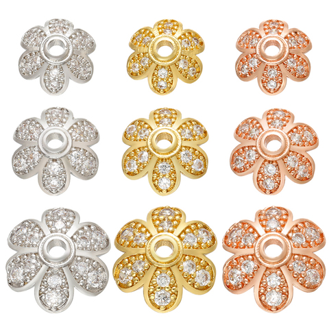 ZHUKOU CZ crystal gold/silver color flower bead caps for jewelry making big/Medium/small bead cap findings end caps model:VH20 ► Photo 1/5