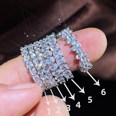 Huitan Fashion Luxury Women Ring Micro Paved Big Round/Square/Oval CZ Promise Ring Wedding Jewelry Wife’s Love Gift High Quality ► Photo 1/6