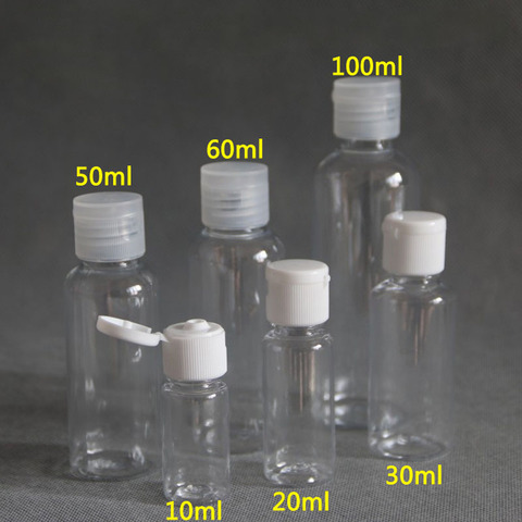 5pcs 5ml - 100ml Plastic PET Clear Flip Lid Lotion Bottles Cosmetic Shampoo Sample Containers Travel Liquid Refillable Vials ► Photo 1/6