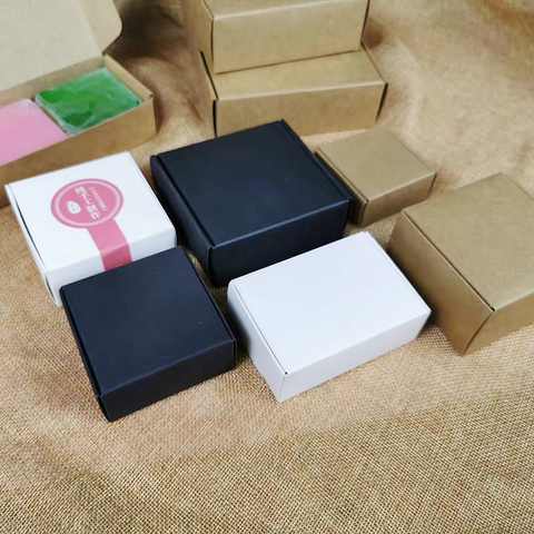 10Pcs Kraft paper box white wedding candy gift boxes food packaging candy biscuit black handmade soap packaging box small ► Photo 1/6