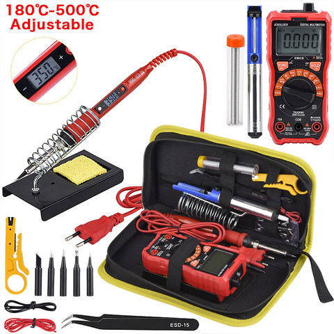 JCD Soldering iron kits 80W 220V Adjustable Temperature Digital Multimeter Auto RangingLCD solder iron tips welding rework tools ► Photo 1/6