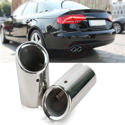 Car Stainless Steel Chrome Exhaust Headers Tip Pipe Tail Rear Muffler Pipe for Audi A4 B8 A4L Q5 2007-2014 Car Accessories ► Photo 1/6