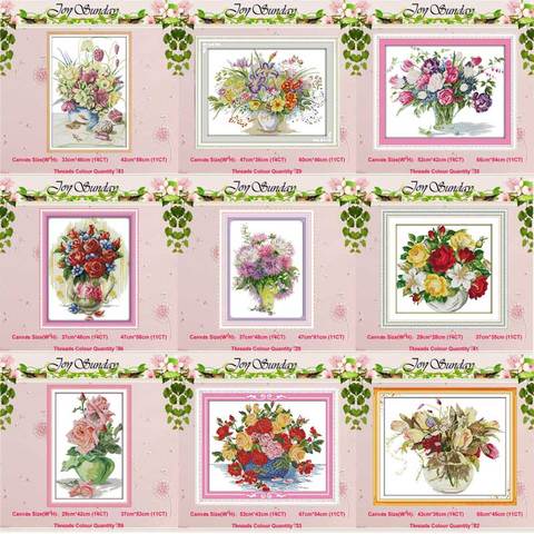 Rose tulip vase Asters flower patterns counted 11CT 14CT Cross Stitch Set DIY Cross-stitch Kit Embroidery Needlework Home Decor ► Photo 1/6